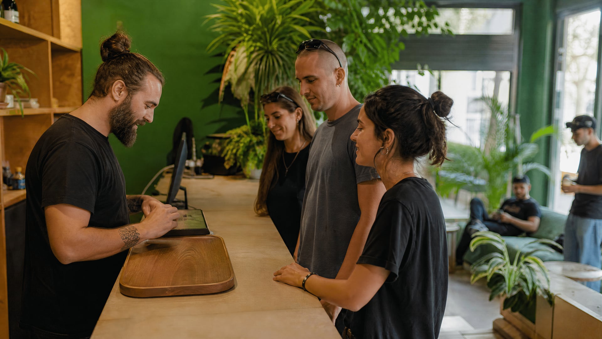 New members checking in at a Catalonia cannabis social club reception