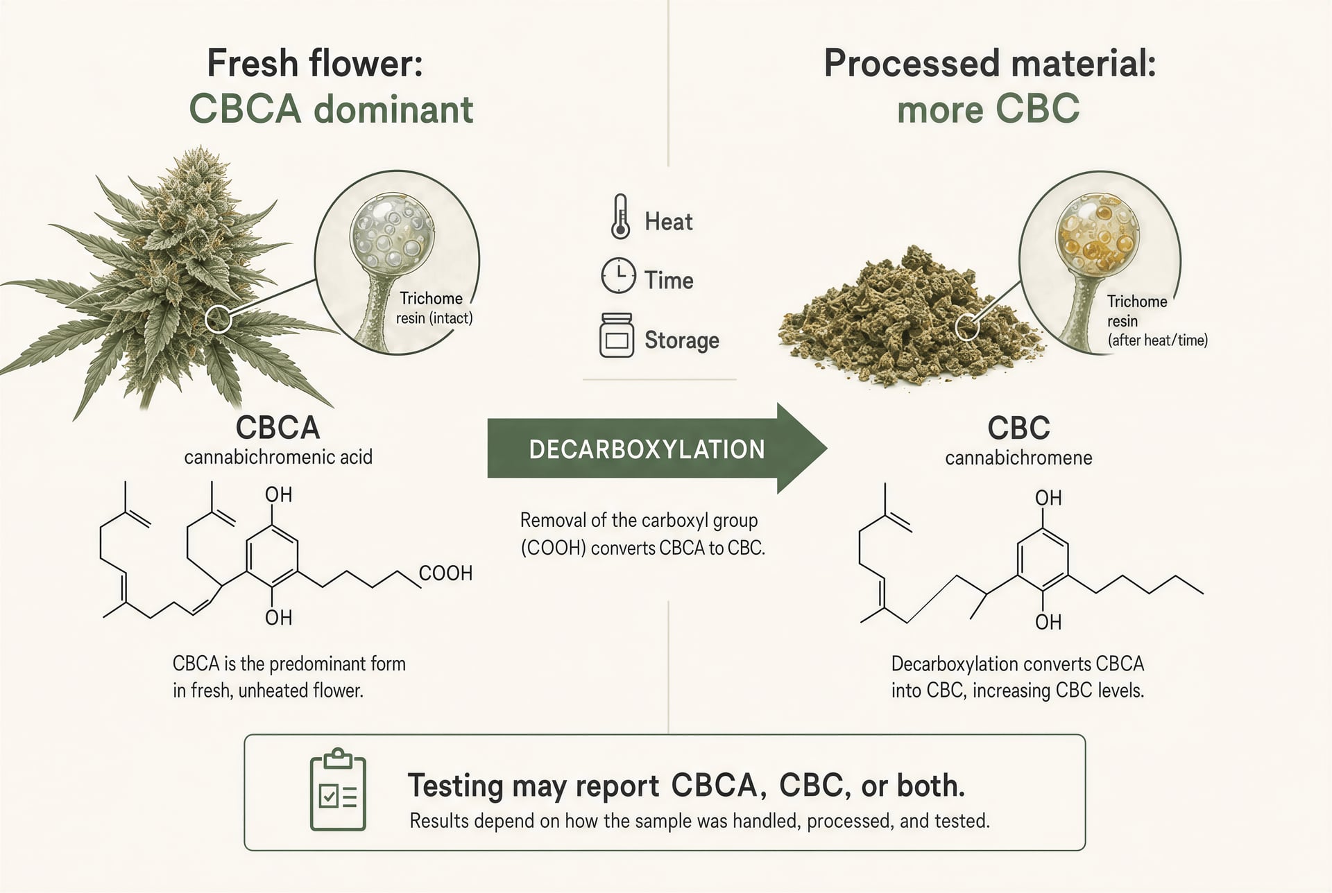 Diagram showing CBCA converting to CBC after heat and storage