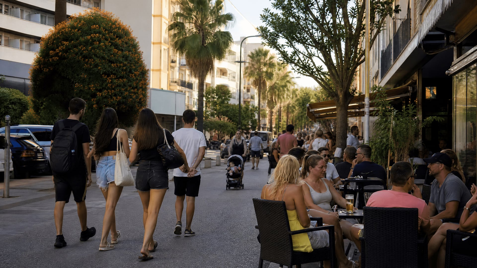 Fenals street scene in Lloret de Mar with local life near club neighborhoods