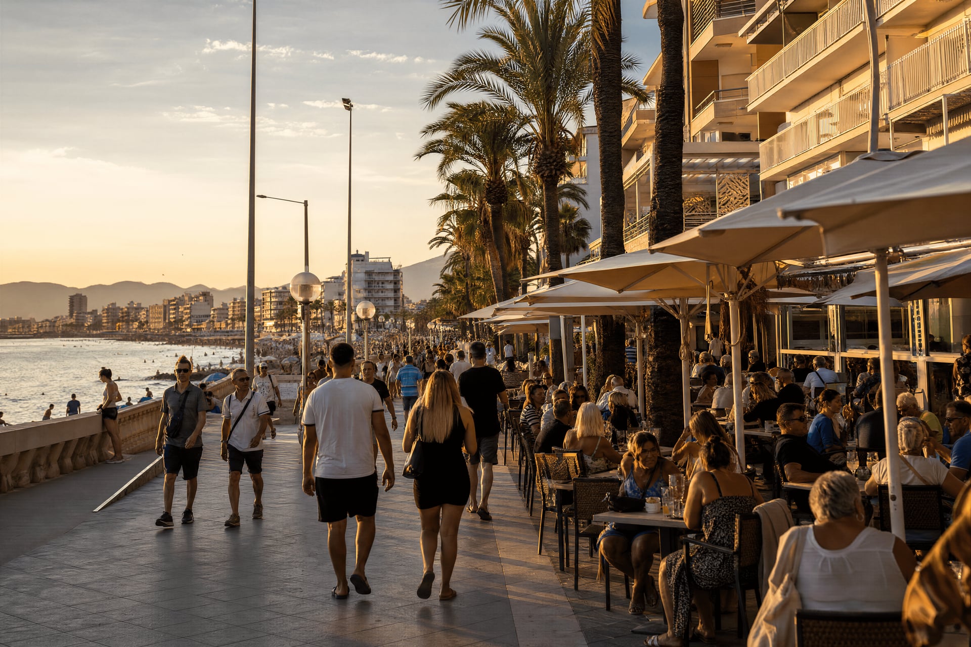 Ballermann seafront street with cannabis social club context and everyday local nightlife