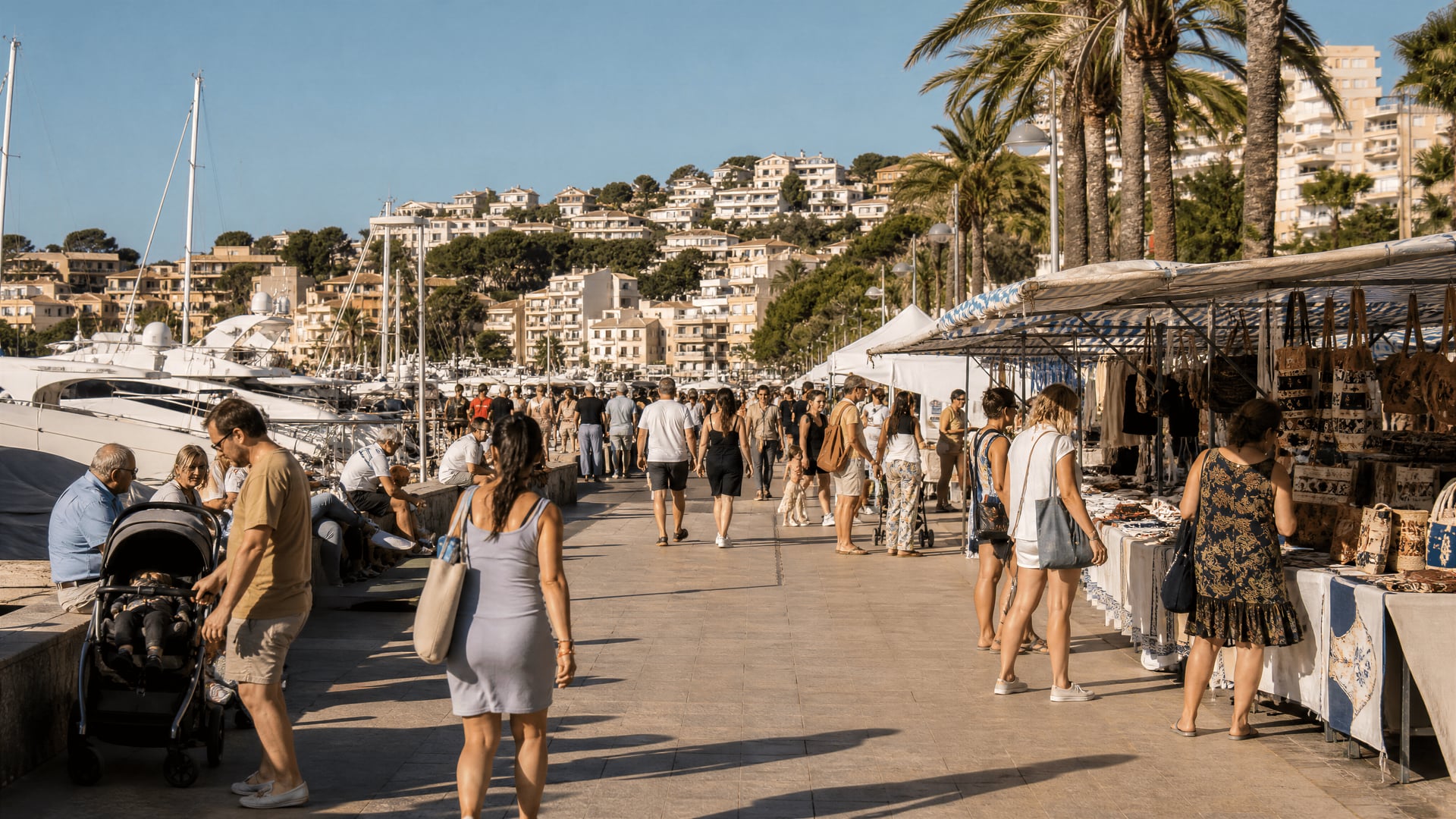 Santa Ponsa marina and market life near cannabis social club neighborhoods