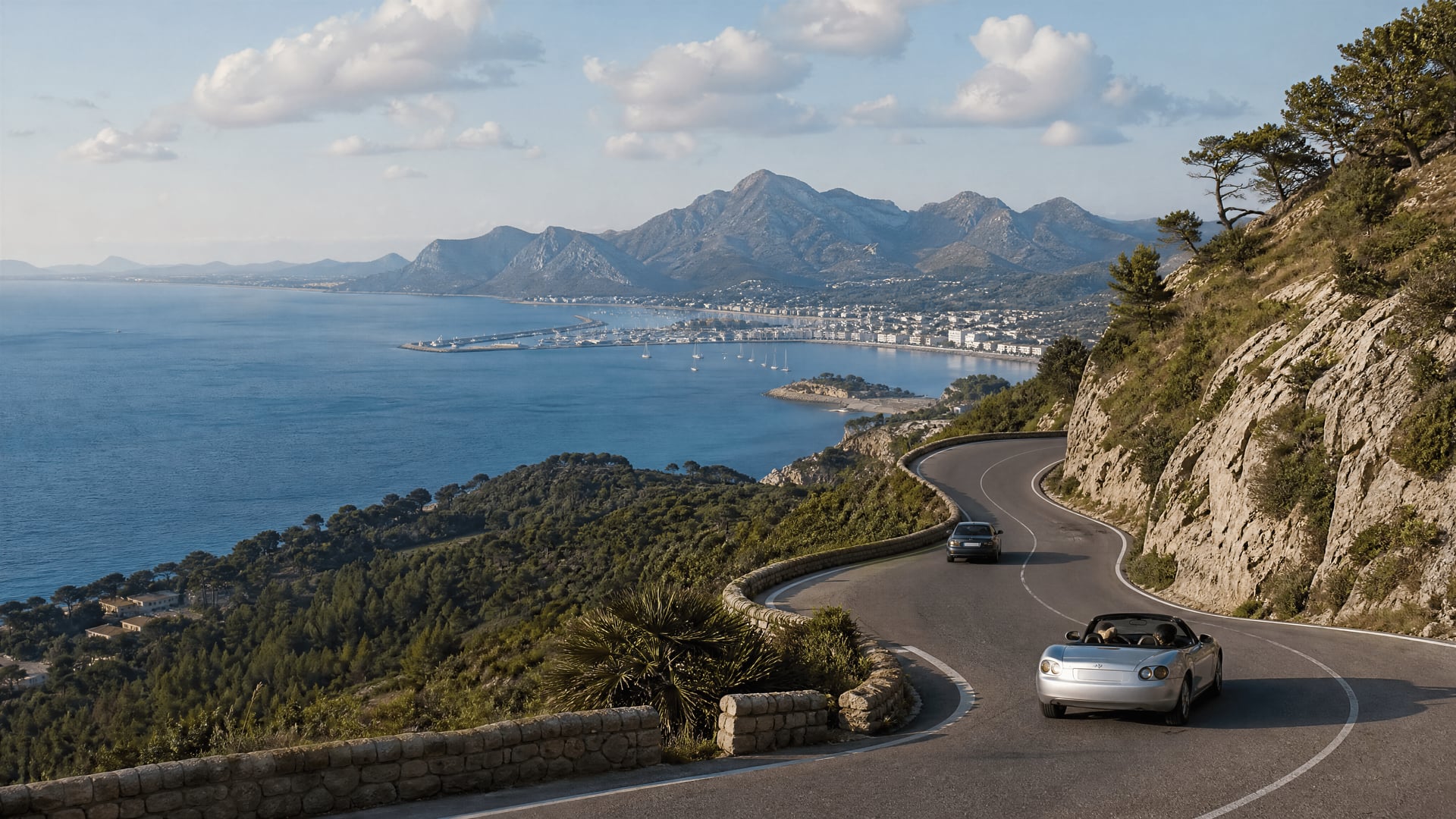 Connexion routière de Formentor vers Port de Pollença et contexte des clubs à proximité