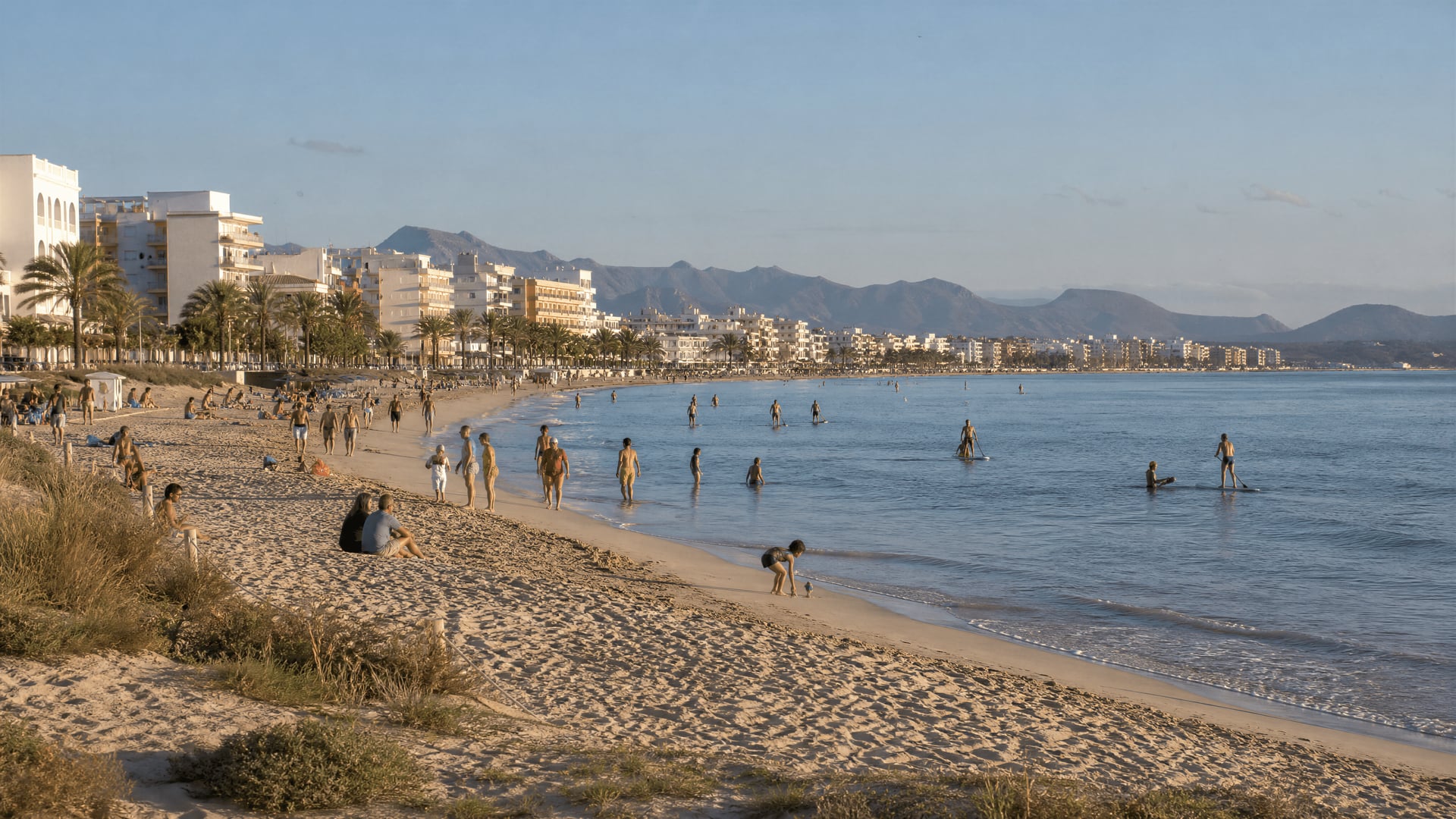 Son Bauló Beach in Can Picafort with coastal club context