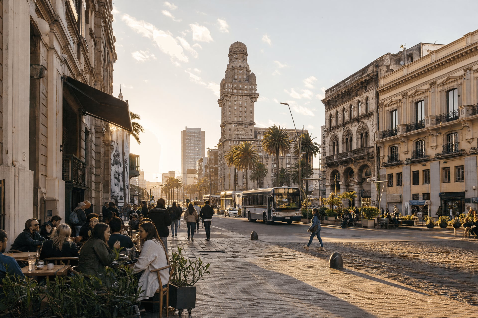 Montevideo Ciudad Vieja street scene with cannabis social club context and local life