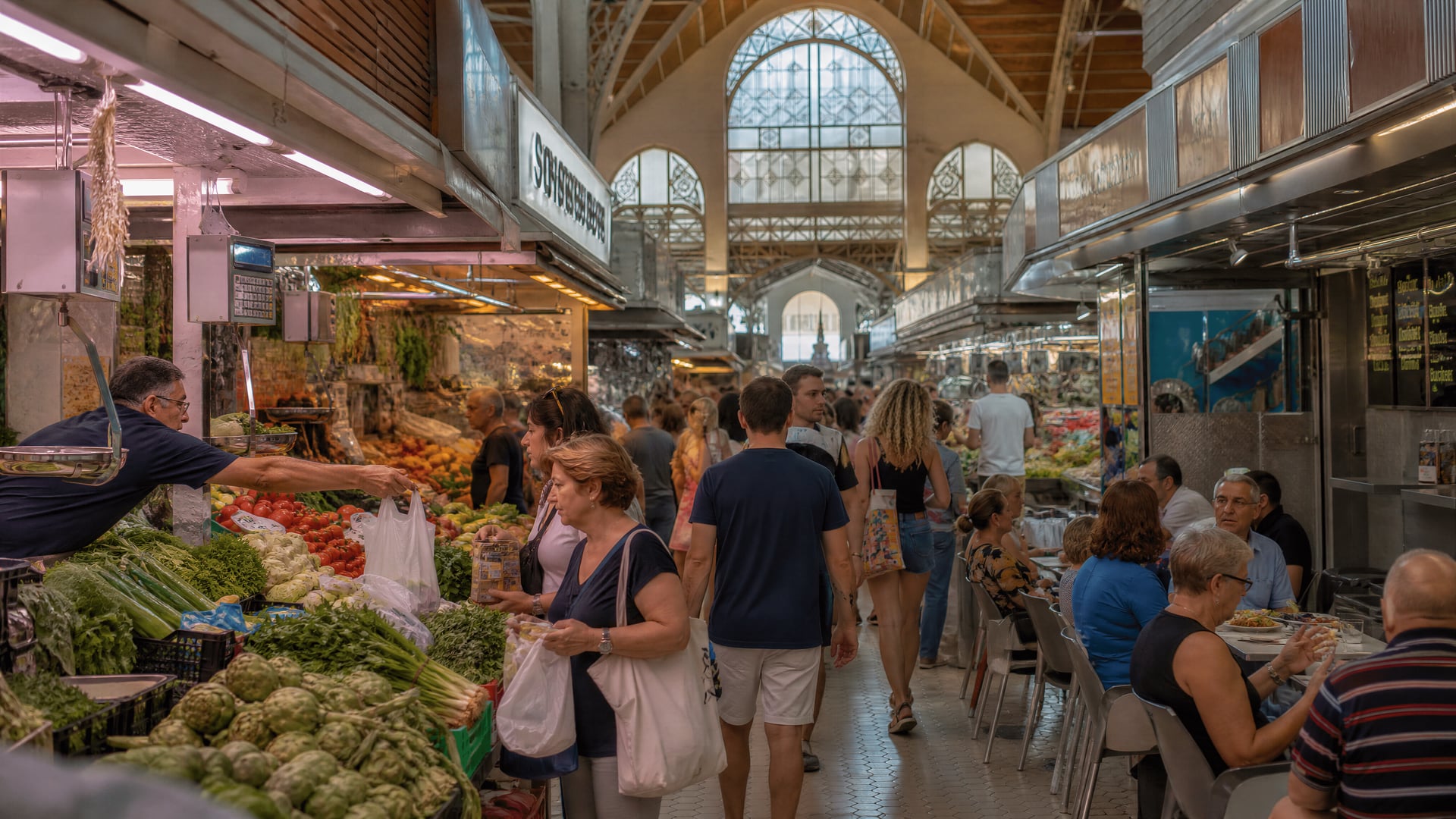 Alicante market arcade and street life beside the cannabis social club culture crossover