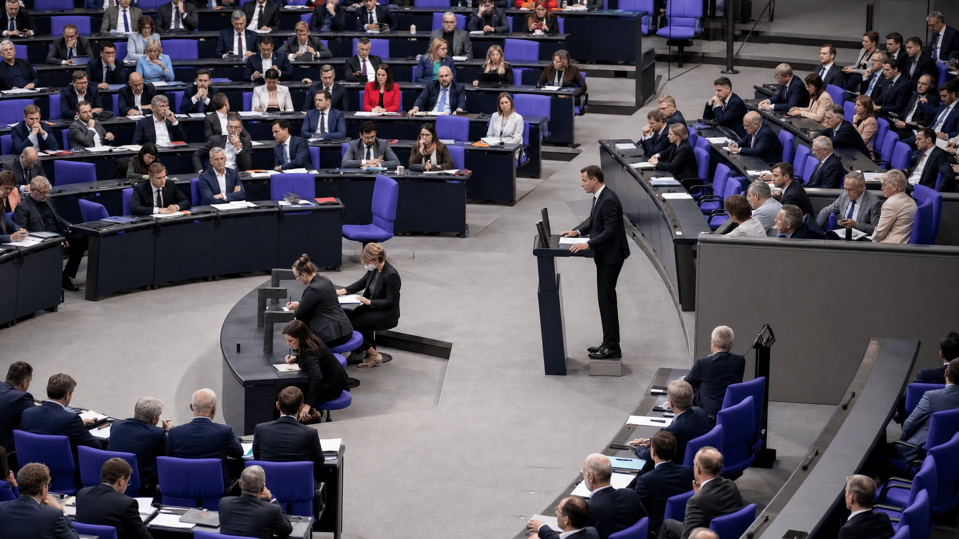 The German Bundestag plenary chamber during a health law debate about cannabis flower reimbursement.