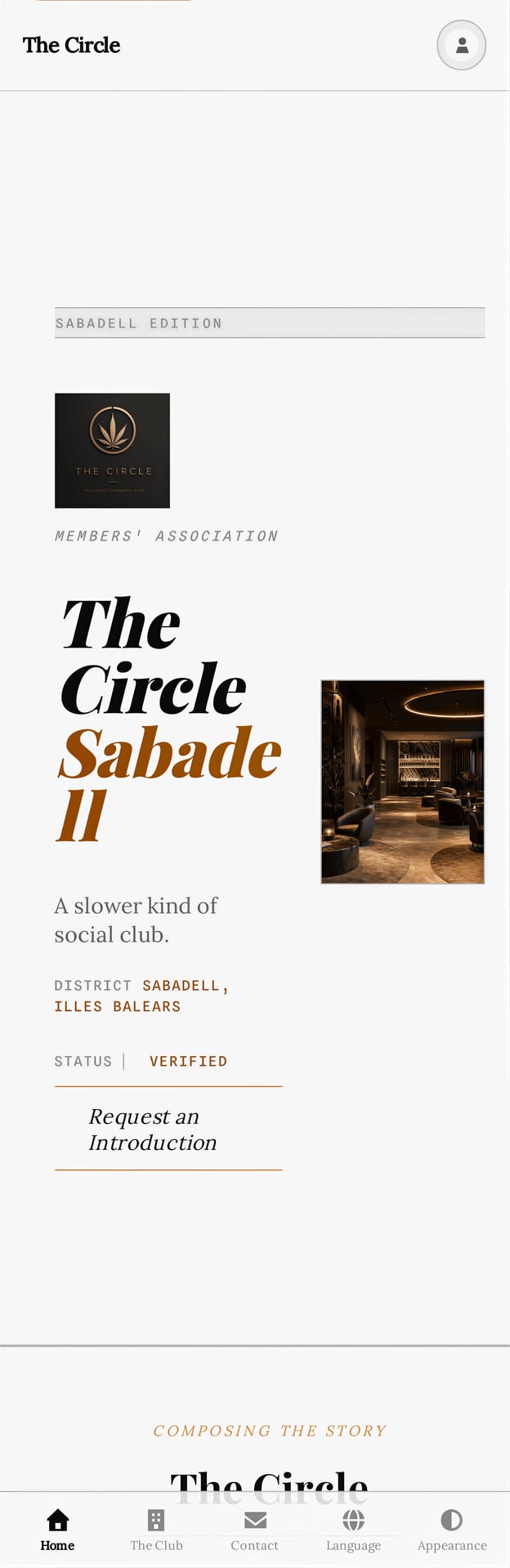 The same Broadsheet homepage on a phone — the club as a member first meets it.