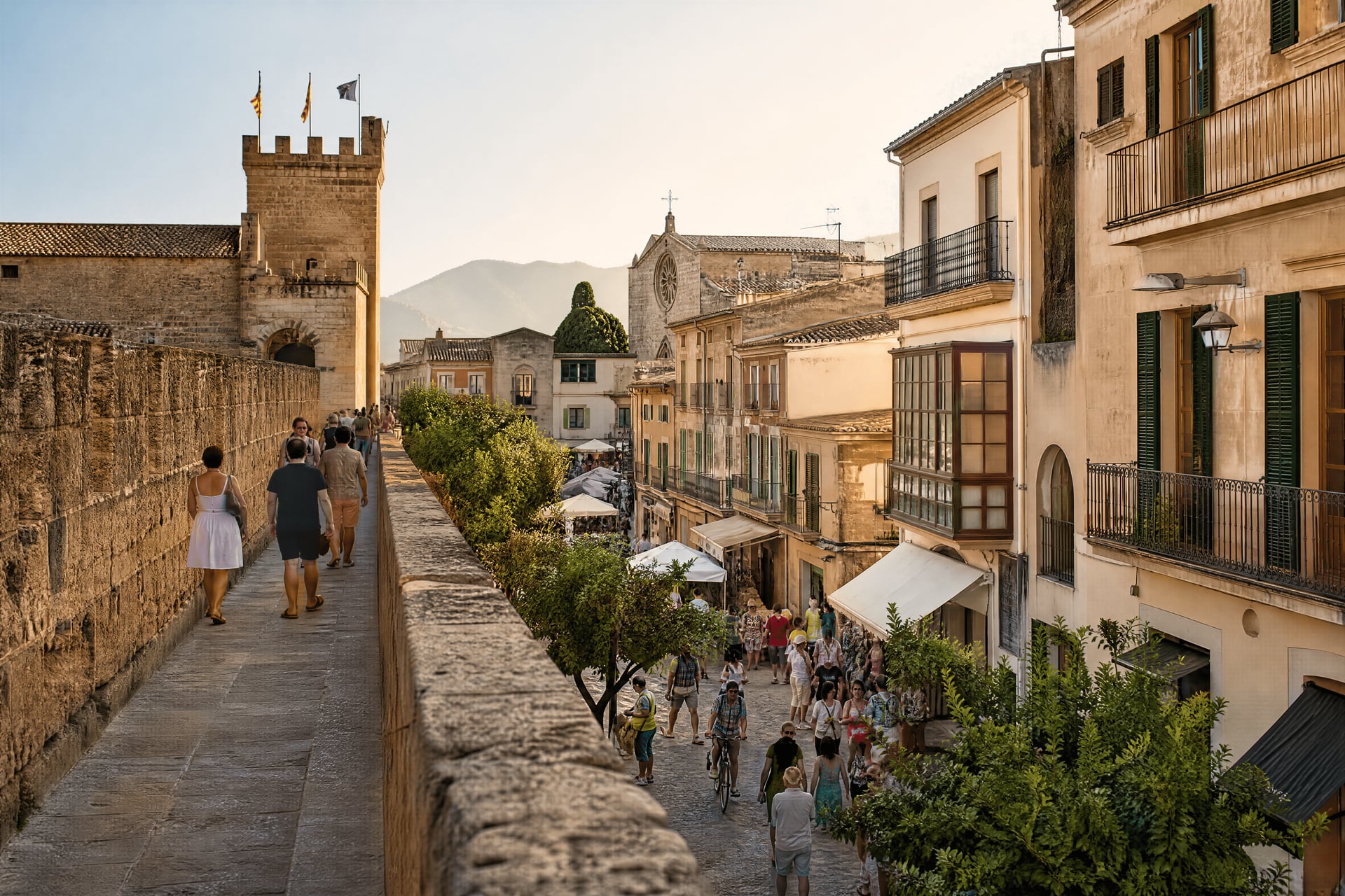Alcúdia old town streets and walls beside cannabis social club city context