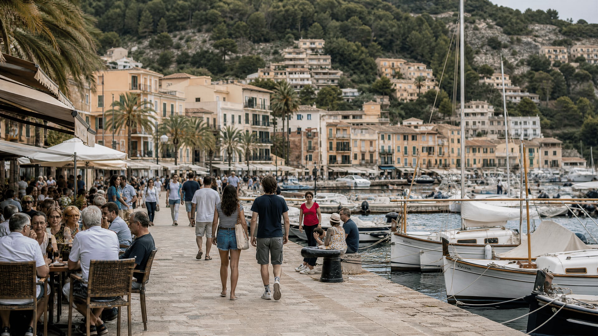Visão geral do diretório de Port de Sóller com contexto ribeirinho e referências a clubes sociais de canábis
