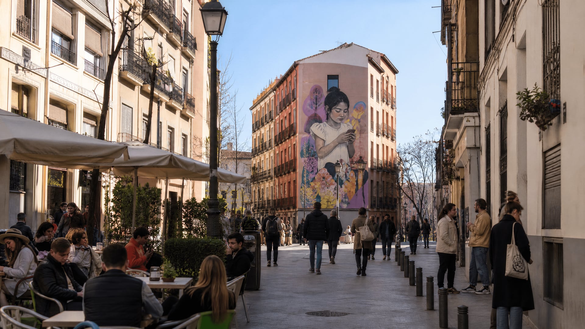 Lavapiés street life in Madrid near cannabis social club neighborhoods