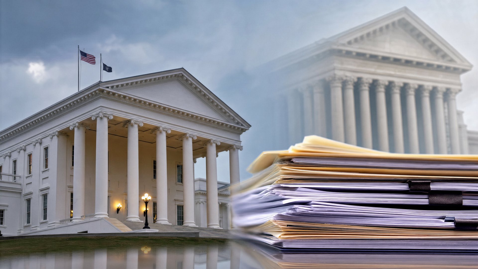 State capitol and courthouse imagery representing cannabis policy and prosecution data
