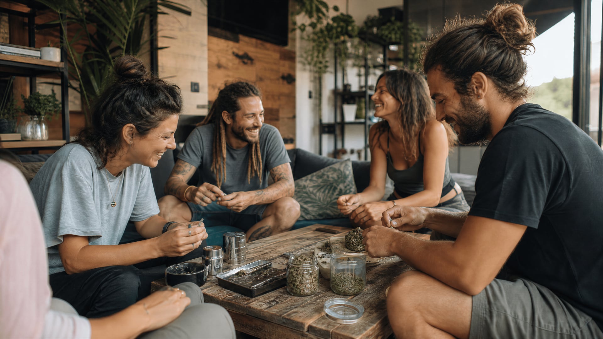 Members relaxing in a Playa de Alcúdia cannabis social club lounge