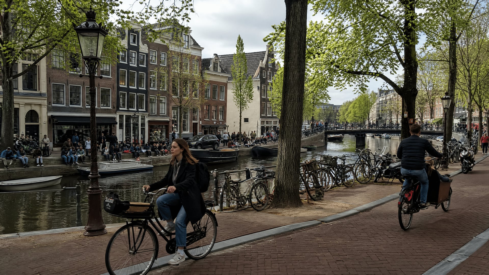 Street-level Netherlands transport scene near cannabis social club neighborhoods