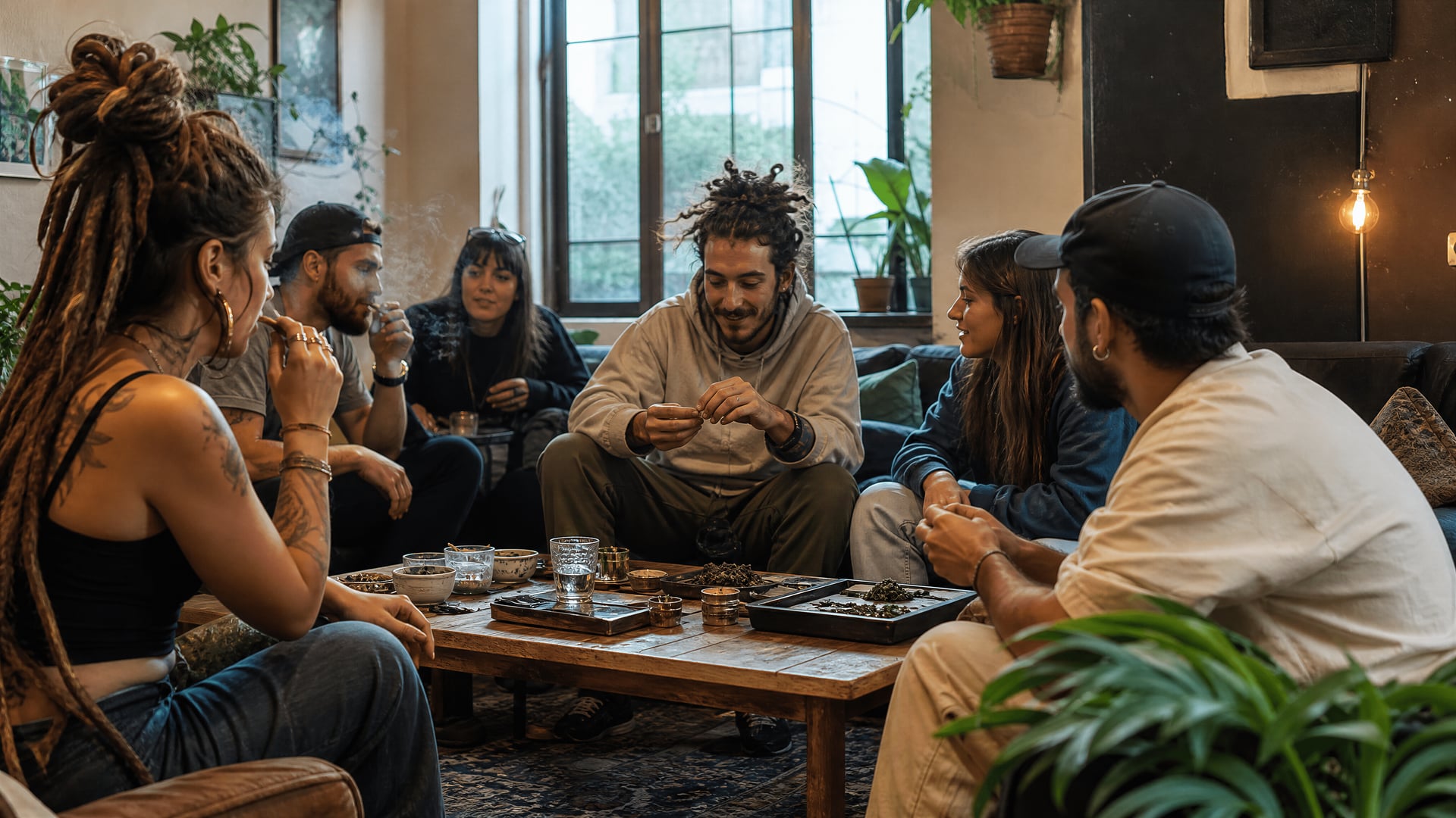El Arenal café street with market life and local cannabis social club context