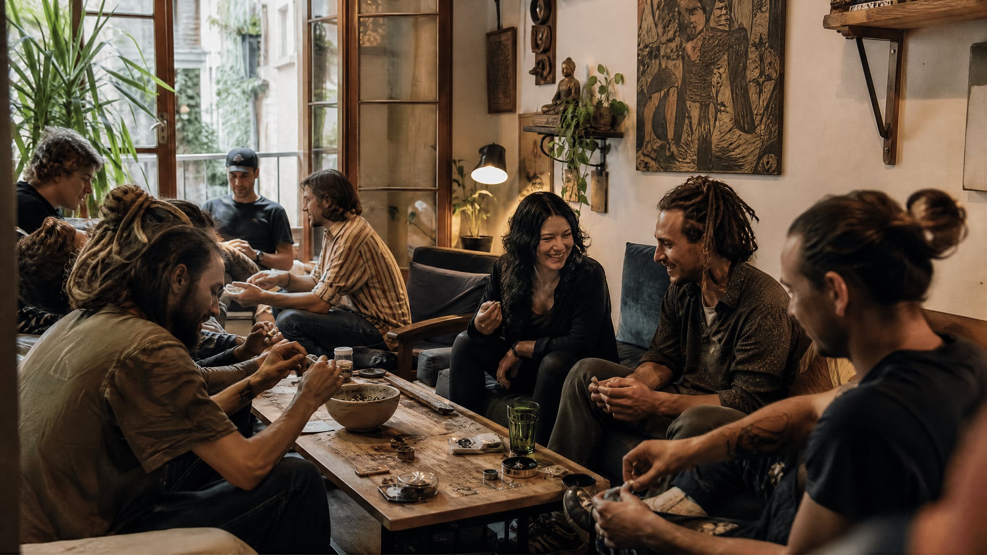 Palma old quarter street, Majorca cannabis social club scene and daily city life