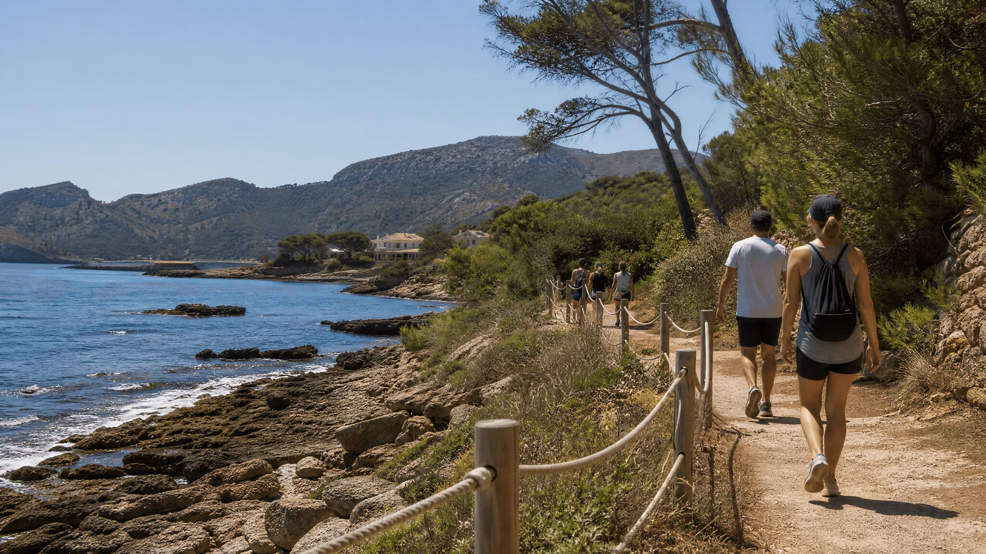 Son Servera coastal path with walkers and relaxed neighborhood atmosphere