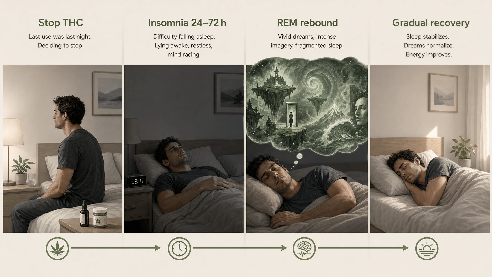Cannabis et sommeil : REM, CBD, CBN, guide sur la tolérance