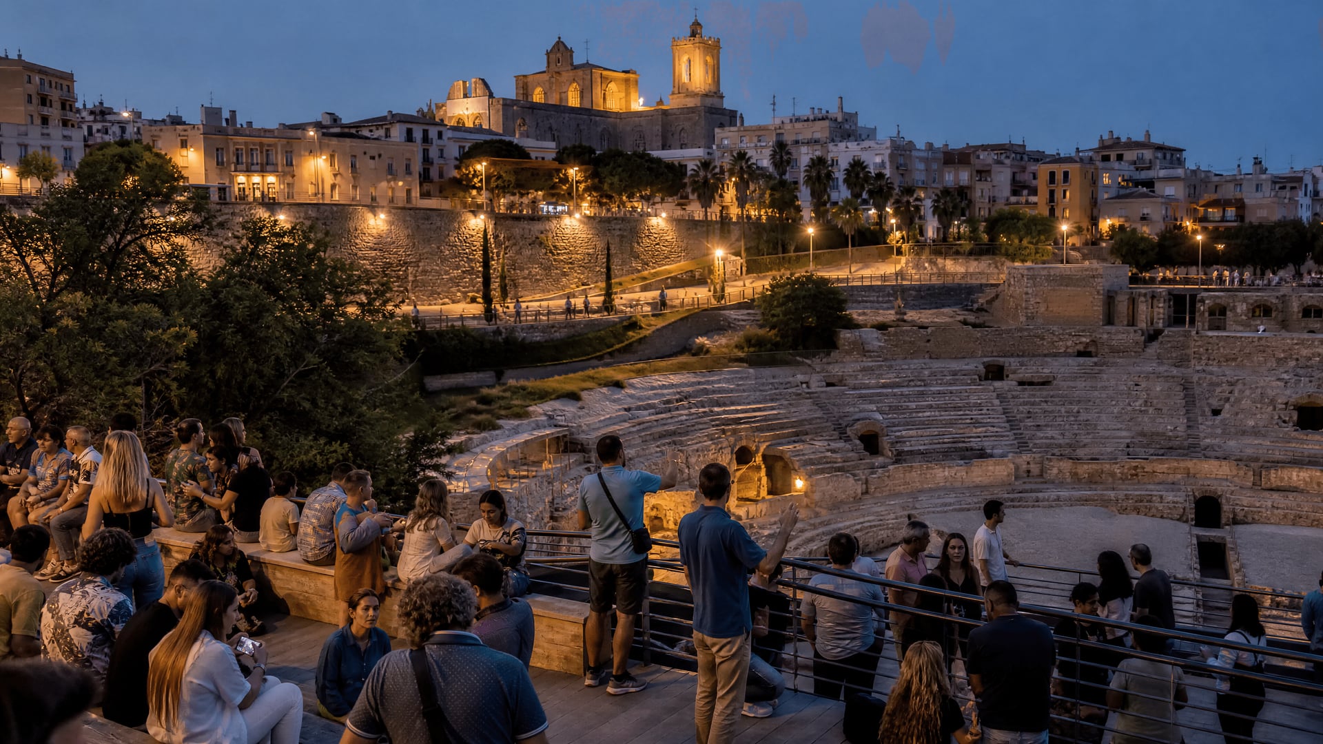 Centro histórico de Tarragona con ambiente de barrio de club social de cannabis