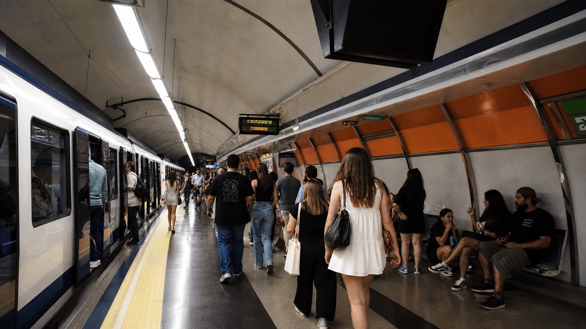 Madrid metro platform near cannabis social club neighborhoods and nightlife