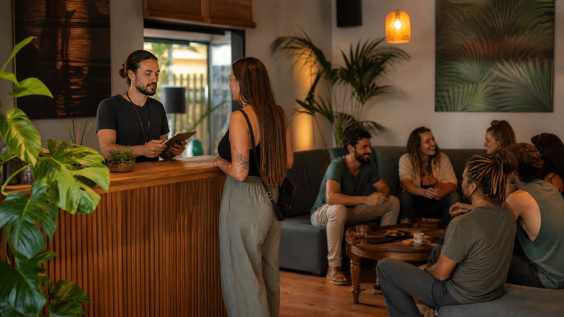 El Arenal reception area for cannabis social club membership check-in